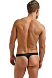 Black Rib Knit Thong with Mini Pouch in L