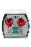 Sequin Heart Nipple Covers with Flower Charm in Red