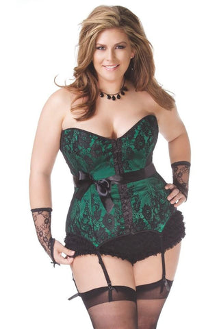 Emerald Isle Corset & Garters in 1X/2X