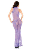 High Neck Lace Gown & G-String in S/M