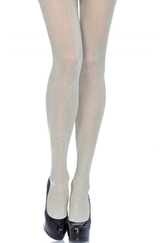 Silver Glitter Tights in OS