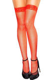 Lace Top Fishnet Thigh Highs with "Stay Up" Band in OS