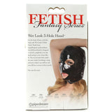 Fetish Fantasy Wet Look 3-Hole Hood Small in Black