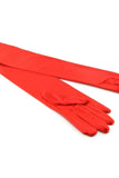 Red Satin Opera Gloves in OS