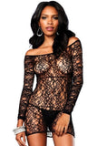 Web Net Long Sleeve Mini Dress in OS