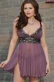 Mesh & Metallic Lace Babydoll and G-String in 3X/4X