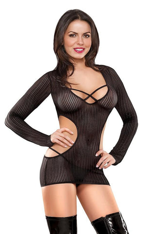 Long Sleeved Cut Out Mini Dress in L/XL