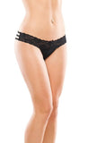 Black Lyrca & Scalloped Lace Thong in OSXL