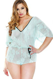 Stretch Lace Kimono Romper in 3X/4X
