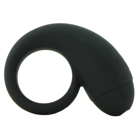 Velvet Plush Rechargeable Vibrating S Ring in Black