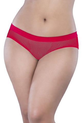 Backless Red Fishnet Hipster Panty in 1X/2X