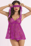 Orchid Floral Galloon Lace Babydoll and Thong in OS