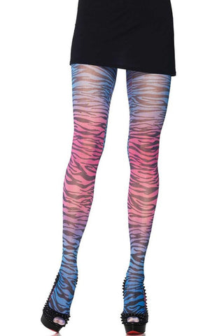 Rainbow Zebra Print Tights in OS