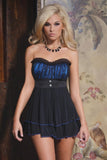 Victorian Dreams Black & Blue Babydoll Set in L