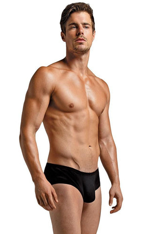 Black Rib Knit Mini Pouch Boxers in L