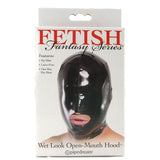 Fetish Fantasy Wet Look Open-Mouth Hood Large in Black