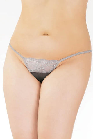 Silver Scalloped Lace Adjustable G-String in OSXL