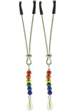 Tweezer Nipple Clamps with Rainbow Beaded Tassels