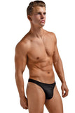 Black Rib Knit Thong with Mini Pouch in L