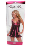 Kissable Black Patterned Chemise in OS