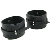 Bondage Basics Leather Wrist Cuffs in Black