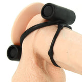 Extreme Double Trouble Silicone Cock Ring in Black