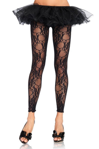 Floral Lace Footless Tights in OS