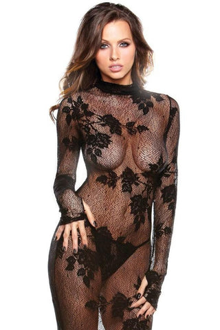 Floral Lace Gown with G-String in OS