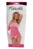 Kissable Pink Ruffled Babydoll and G-String in OS
