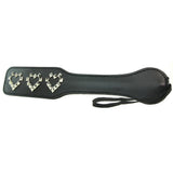 Sex & Mischief Studded Heart Paddle in Black/Silver