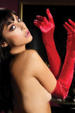 Red Satin Opera Gloves in OS