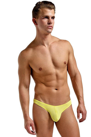 Yellow Silk Mini Pouch Thong in L