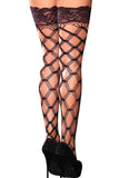 Lace Top Diamond Net Thigh Highs in OS
