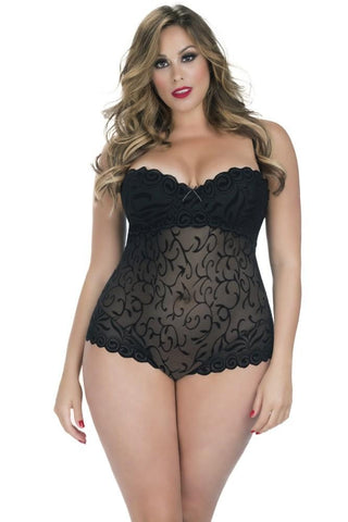 Velvet Burnout Mesh Teddy in 3X