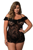 Black Floral Lace Halter Chemise in OSXL