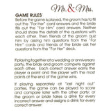 Mr. & Mrs. Trivia Card Game