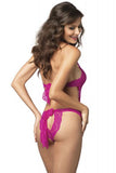 Deep V Lace Teddy with Backless Panty in OS
