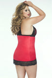 Satin Babydoll with Lace Detail & G-String in 3X