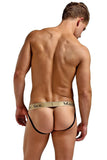 Black Rib Knit Jock Strap in S/M