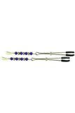 Tweezer Nipple Clamps with Purple and Pearl Tassels