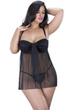Tie Front Shelf Cup Babydoll & G-String Set in 2X