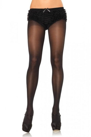 Plus Size Opaque Sheer Tights in Black