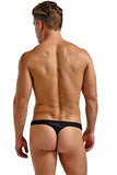 Black Rib Knit Mini Pouch Thong in S