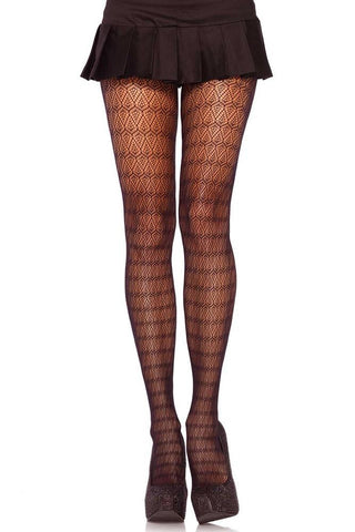Plume Lace Pantyhose with Vintage Fan Backseam in OS