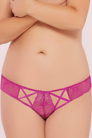 Bright Orchid Geo Galloon Lace Panty in 3X/4X