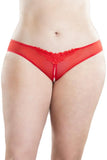 Red Crotchless Pearl Thong in 3X/4X
