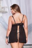 Teal Halter Mesh & Lace Babydoll in 2X