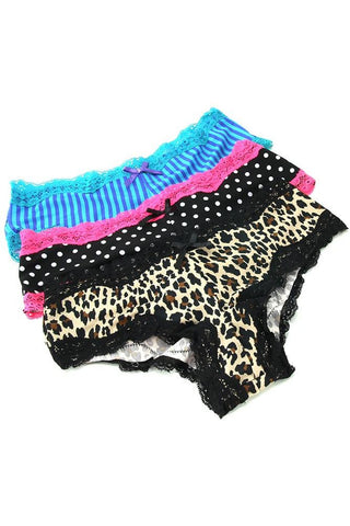 3 Pack of Assorted Patterned Panties in M