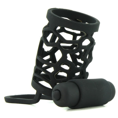 Thick Dick Silicone Vibrating Cage in Black