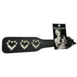 Sex & Mischief Studded Heart Paddle in Black/Silver